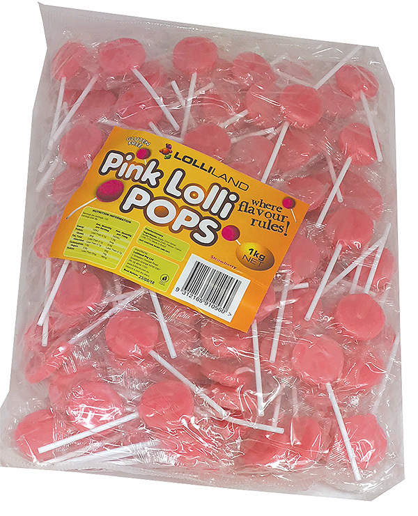 Pink Flat Pops 1kg Bulk Lollies Bag for Lolly Buffet