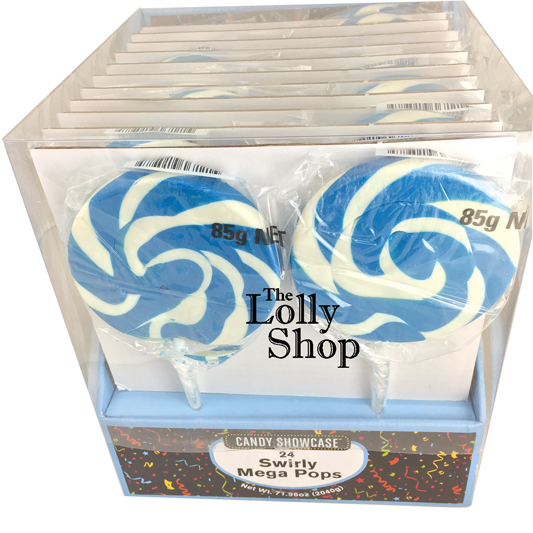 Swirly Mega Pops Large 85g Blue - Box of 24 - Lolliland