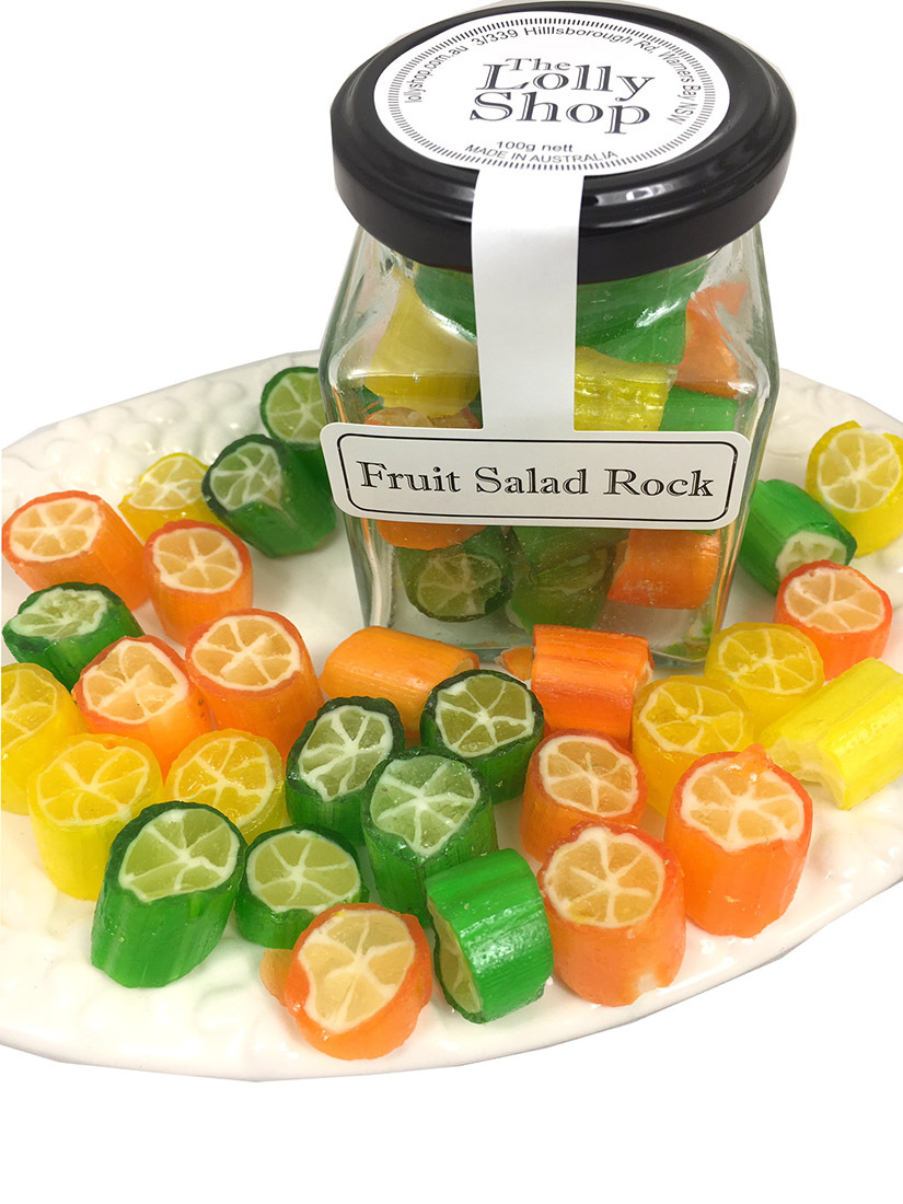 Fruit Salad Rock Candy - Boiled Lollies 130g Jar