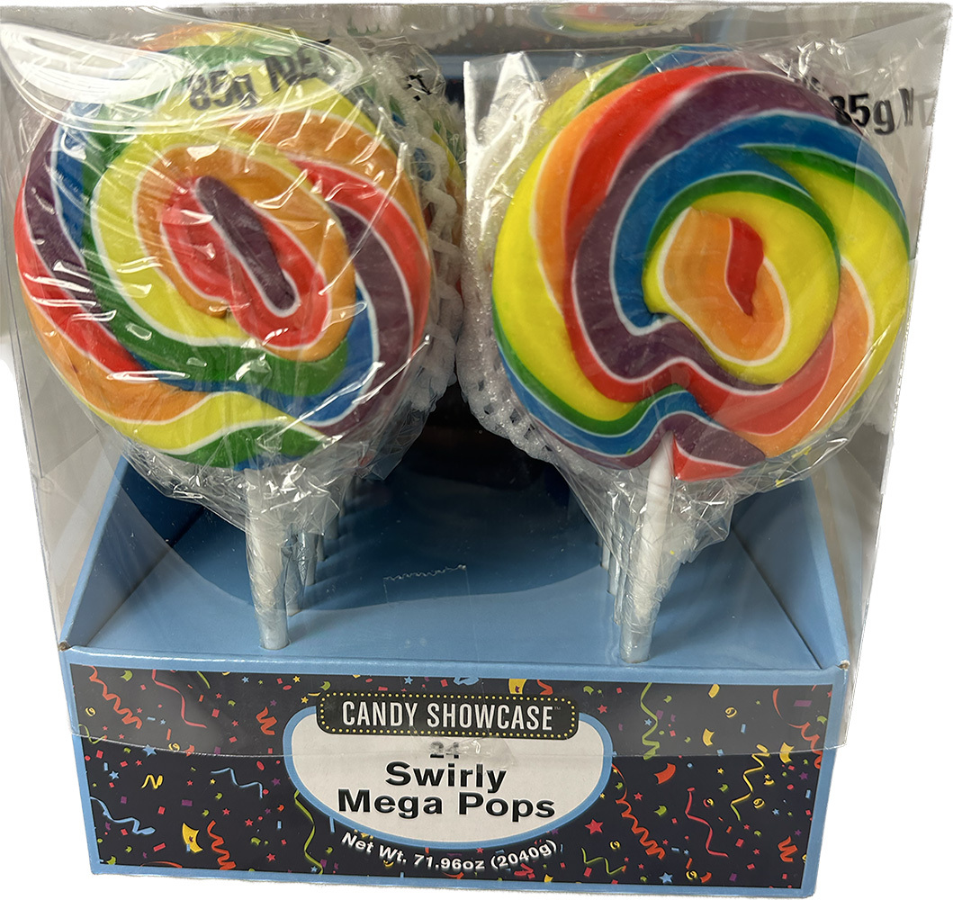 Swirly Mega Pops Large 85g Rainbow - Box of 24 - Lolliland