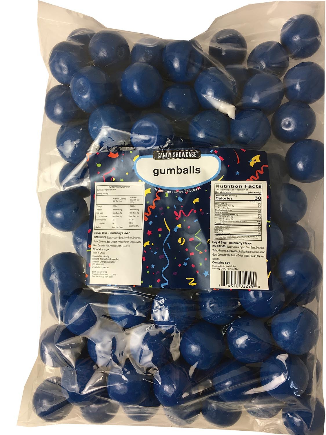 Gum Balls large - Royal Blue - 907g Bulk Lollies Bag