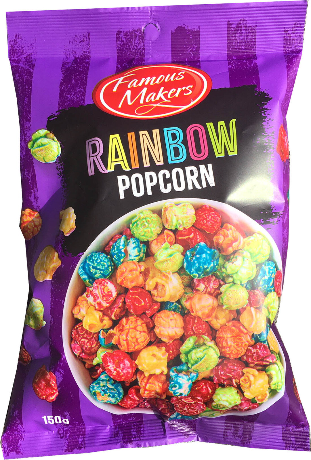 Rainbow coloured Popcorn 12 x 150g Bags carton