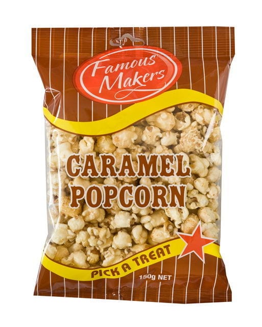 Caramel Popcorn 150g bags - Famous Makers - Box of 12