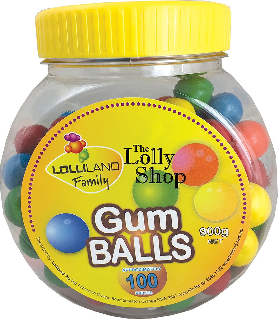 Gum Balls large Multi coloured - 900g Bulk Jar of 100 