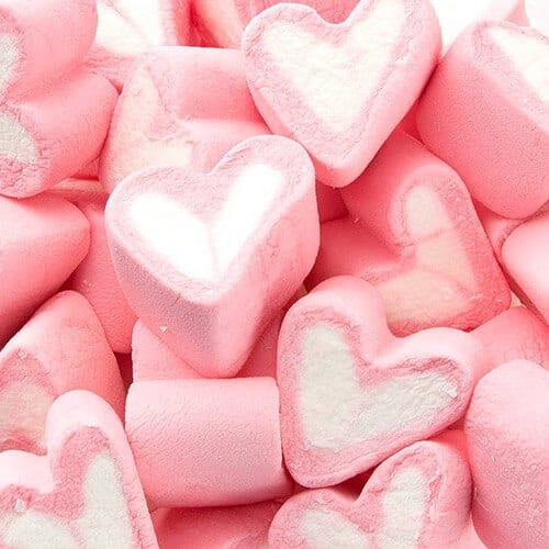 Pink & White Marshmallow Hearts 1kg - Lolliland 