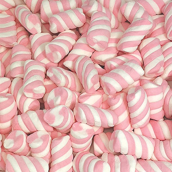 Pink Marshmallow Twists 1kg Bulk Lollies Bag for Lolly Buffet