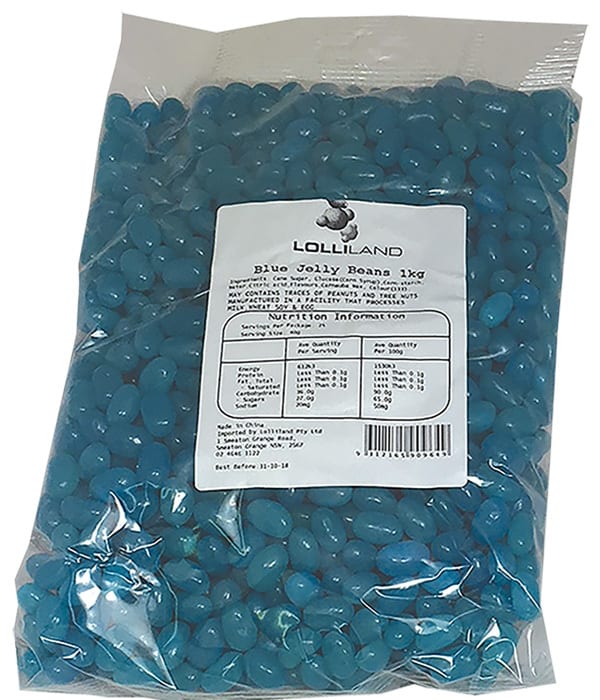 Blue Jelly Beans - Blueberry 1kg Bulk Lollies Bag - The Lolly Shop