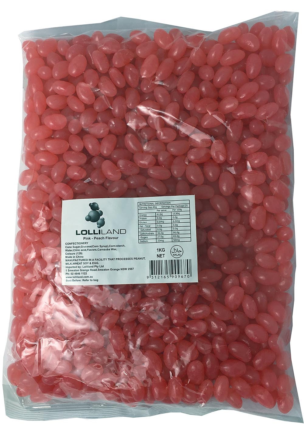 Pink Jelly Beans - Peach 1kg Bulk Lollies Bag - Lolliland