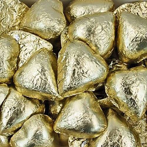Gold Chocolate Hearts 1kg - Lolliland