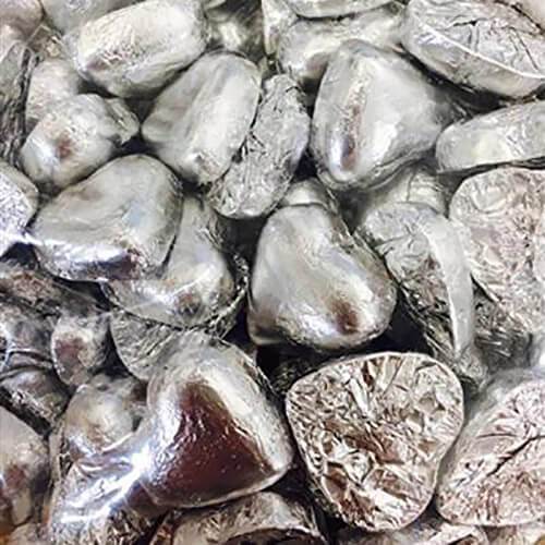 Silver Chocolate Hearts 1kg - Lolliland