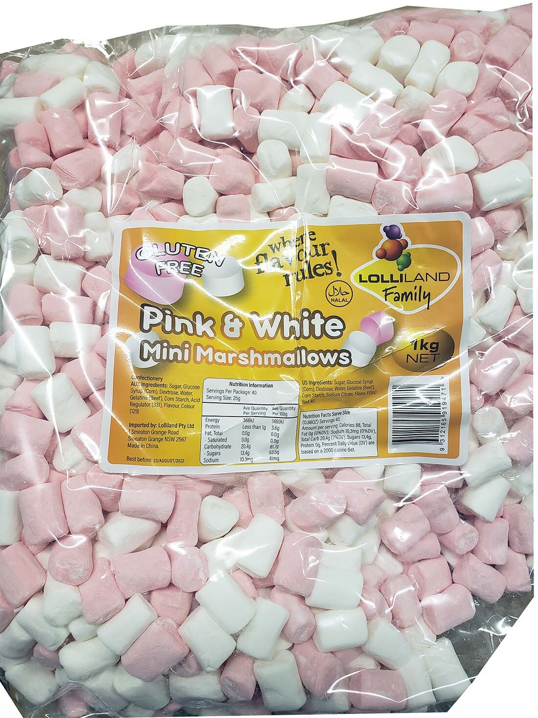 Pink and White Mini Marshmallows 1kg - Bulk Lollies
