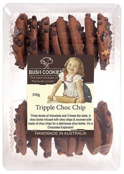 Triple Chocolate Chip Cookies from Bush Cookies 250g