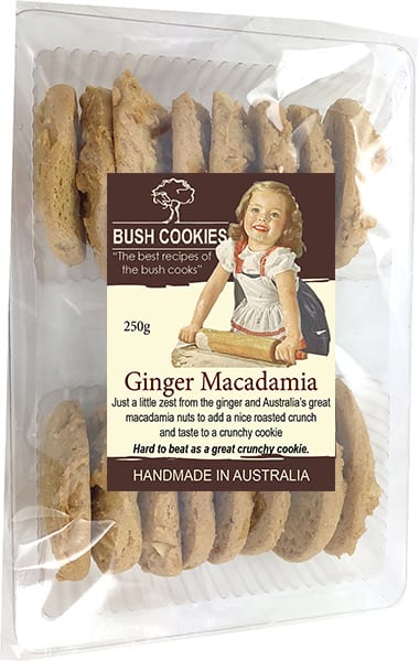 Ginger and Macadamia Biscuits by Bush Cookies 250g