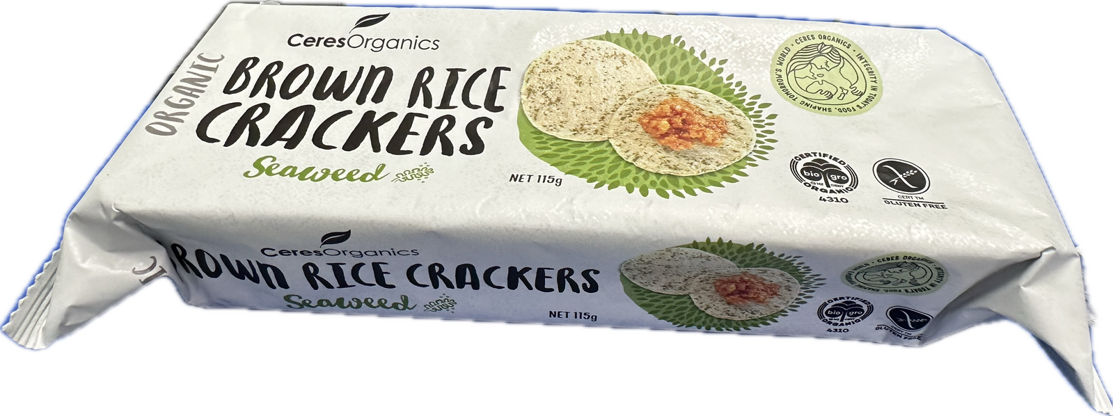 Organic Brown Rice Crackers Seaweed 115g BB December 2023