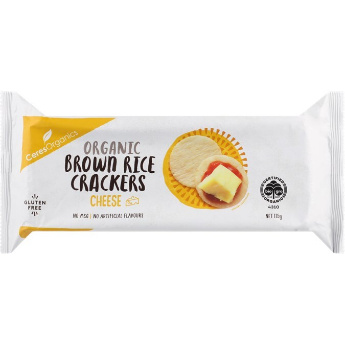 Organic Brown Rice Crackers, Cheese  115g BB October 2023