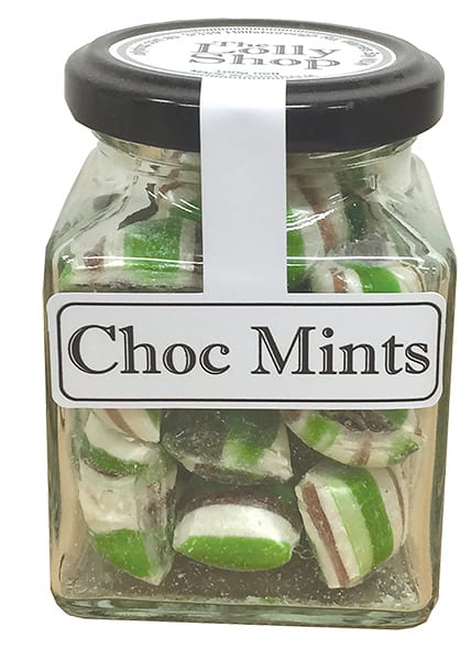 Choc Mints - Boiled Lollies Rock Candy 130g Jar