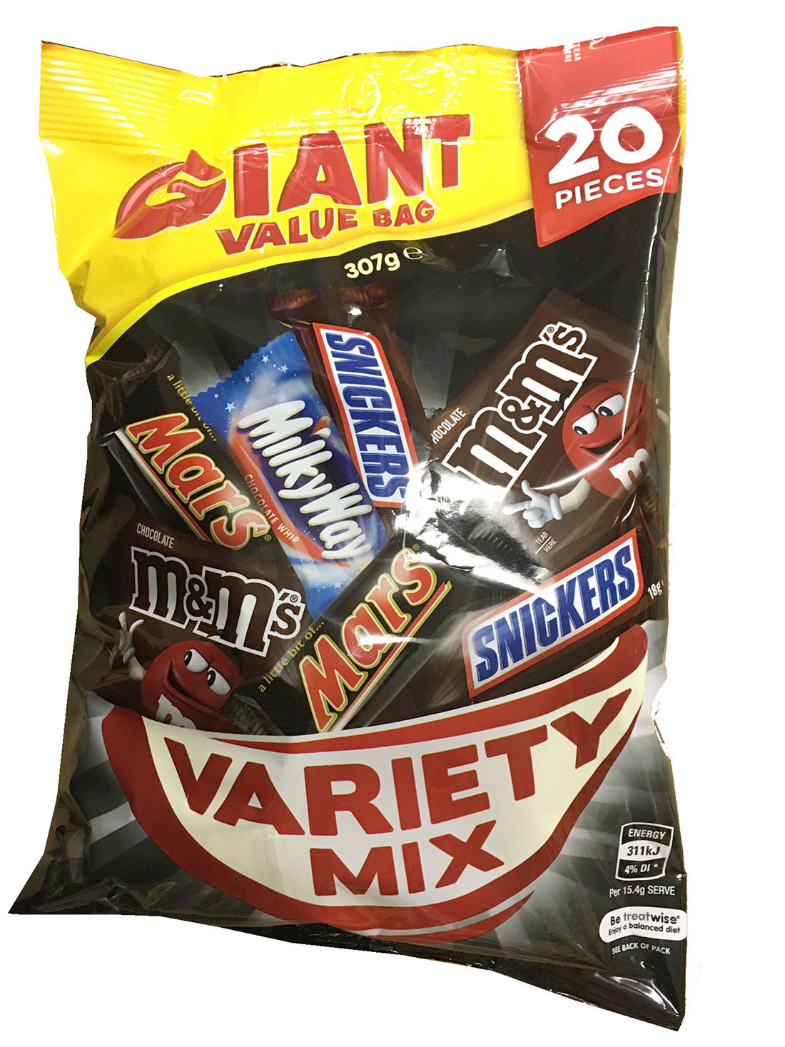 12 x Mars Giant Value Bag 307g 240 Pieces Variety Mix - (Carton of 12 Bags)