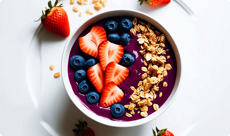 Acai Bowl with Strawberries and Blueberries
