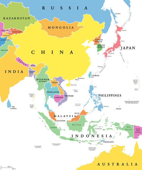 Map of Asian Food regions