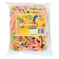 Sour Worms 1kg Bulk Lollies Bag for Lolly Buffet - Lolliland