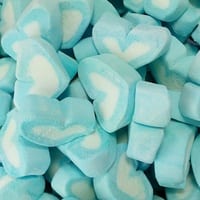 Blue & White Marshmallow Hearts 1kg  (BB-02/02/2024)
