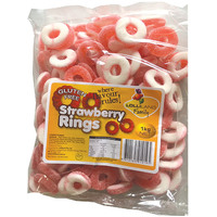 Strawberry Rings  - Gluten Free 1kg Bulk Lollies 