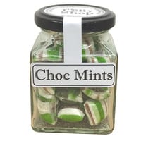 Choc Mints - Boiled Lollies Rock Candy 130g Jars - Packed In Boxes of 12
