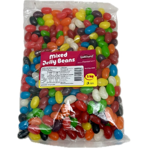  Jelly Beans Mixed Colors 1kg MED  Bulk Lollies Bag - Lolliland