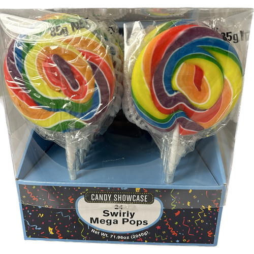 Swirly Mega Pops Large 85g Rainbow - Box of 24 - Lolliland