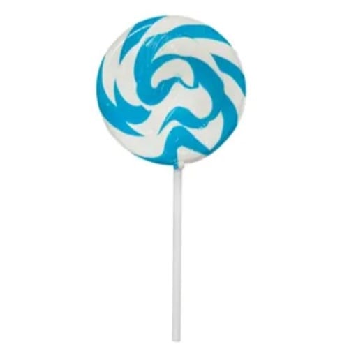Swirly Mega Pops Large 85g Blue - Box of 24 - Lolliland ( Best Before - February 2025 )