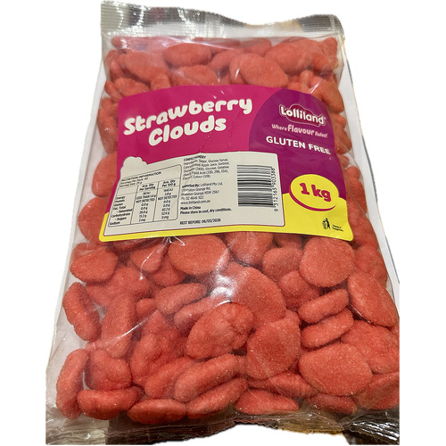 Red Clouds - Strawberry 8x1kg Bulk Carton Lollies Bag for Lolly Buffet - Lolliland