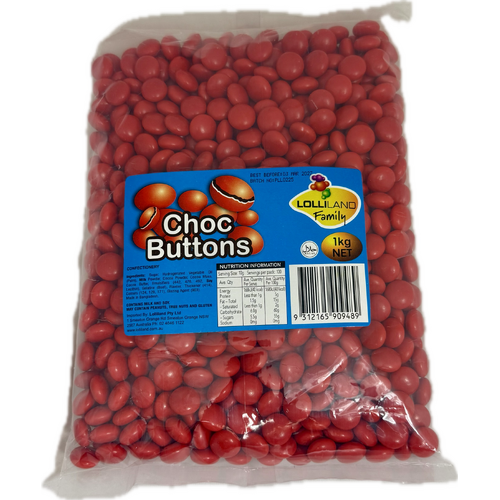 Choc Buttons Red - 1kg Bulk Bags