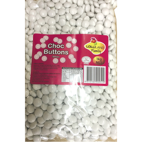 Choc Buttons White - 1kg Bulk Bags 