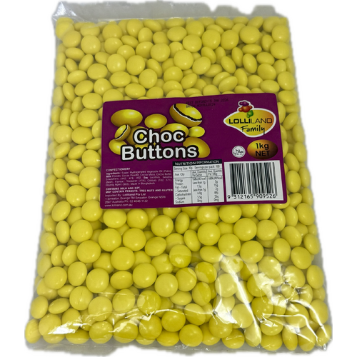 Choc Buttons Yellow - 1kg Bulk Bags