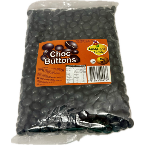 Choc Buttons Black - 1kg Bulk Bags