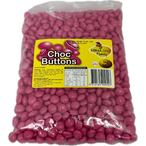 Choc Buttons Pink - 1kg Bulk Bags