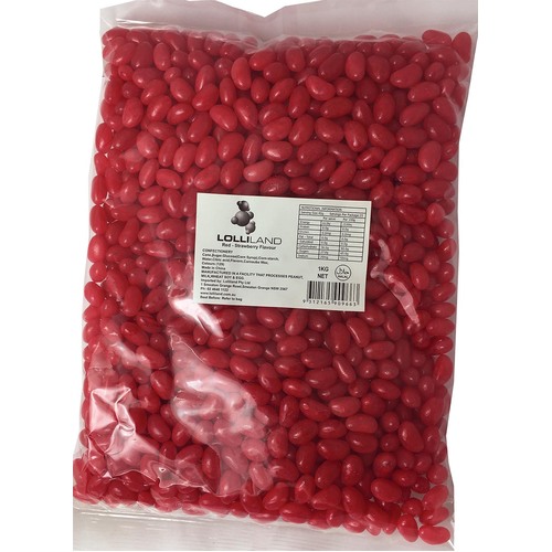 Red Jelly Beans - Strawberry  -  1kg Bulk Bag