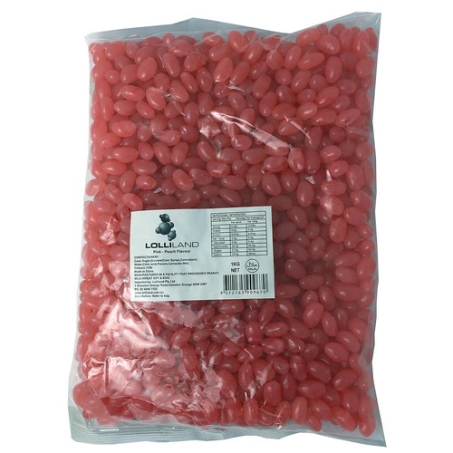 Pink Jelly Beans - Peach 1kg Bulk Lollies Bag - Lolliland 
