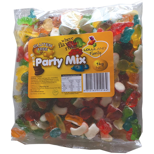 Gummi Party Mix - Gluten Free 8x1kg Bulk Carton Lollies