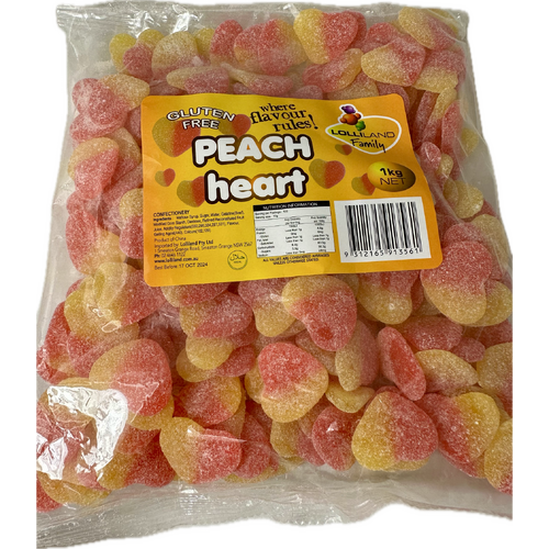 Peach Hearts 1kg Bulk Lollies Bag for Lolly Buffet - Lolliland