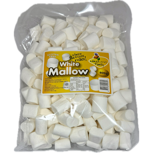 White Cylinder Mallow 800g Bulk Lollies Bag - Lolliland
