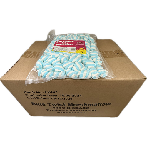 Blue Marshmallow Twists 800g -  8 pack Bulk Carton