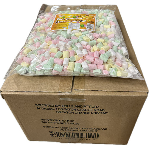 Rainbow Mini Marshmallows 800g -  8 pack Bulk Carton