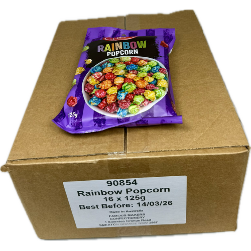 Famous Makers Rainbow Popcorn 125g bags - Famous Makers - Box of 16