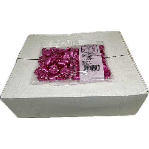 Hot Pink Chocolate Hearts 500g Carton of 12