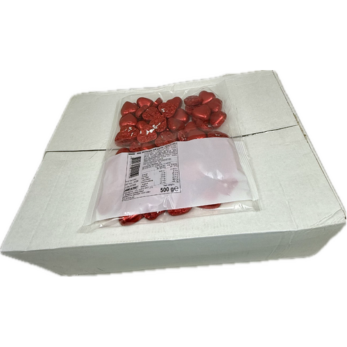 Red Chocolate Hearts 500g Carton of 12