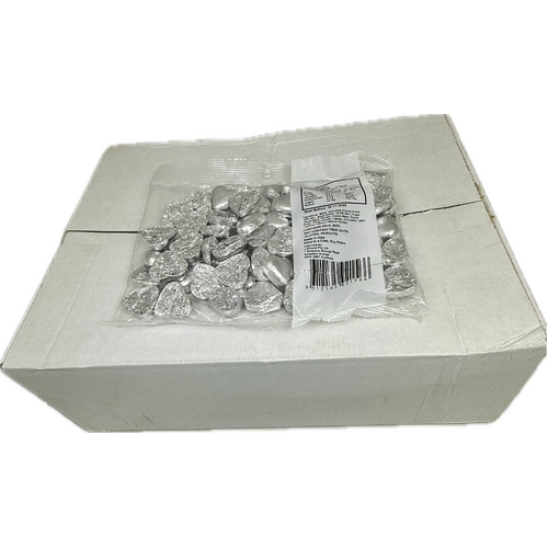 Silver Chocolate Hearts 500g Carton of 12