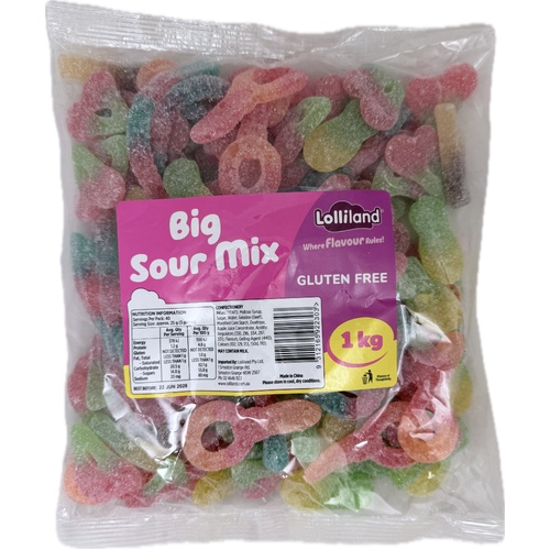 Big Sour Gummy Mix- Gluten Free 1kg - lolliland