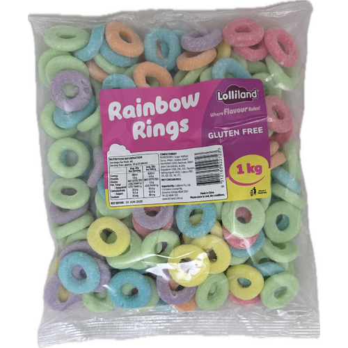 Rainbow Rings 1kg  - Gluten Free 1kg Bulk Lollies