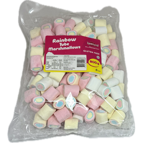 Rainbow Tube Mallow 800 g - Bulk Lollies ( Best Before - February 14, 2026 )
